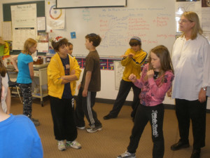 Students at Solomon Schechter School participate in an anti-bullying workshop.